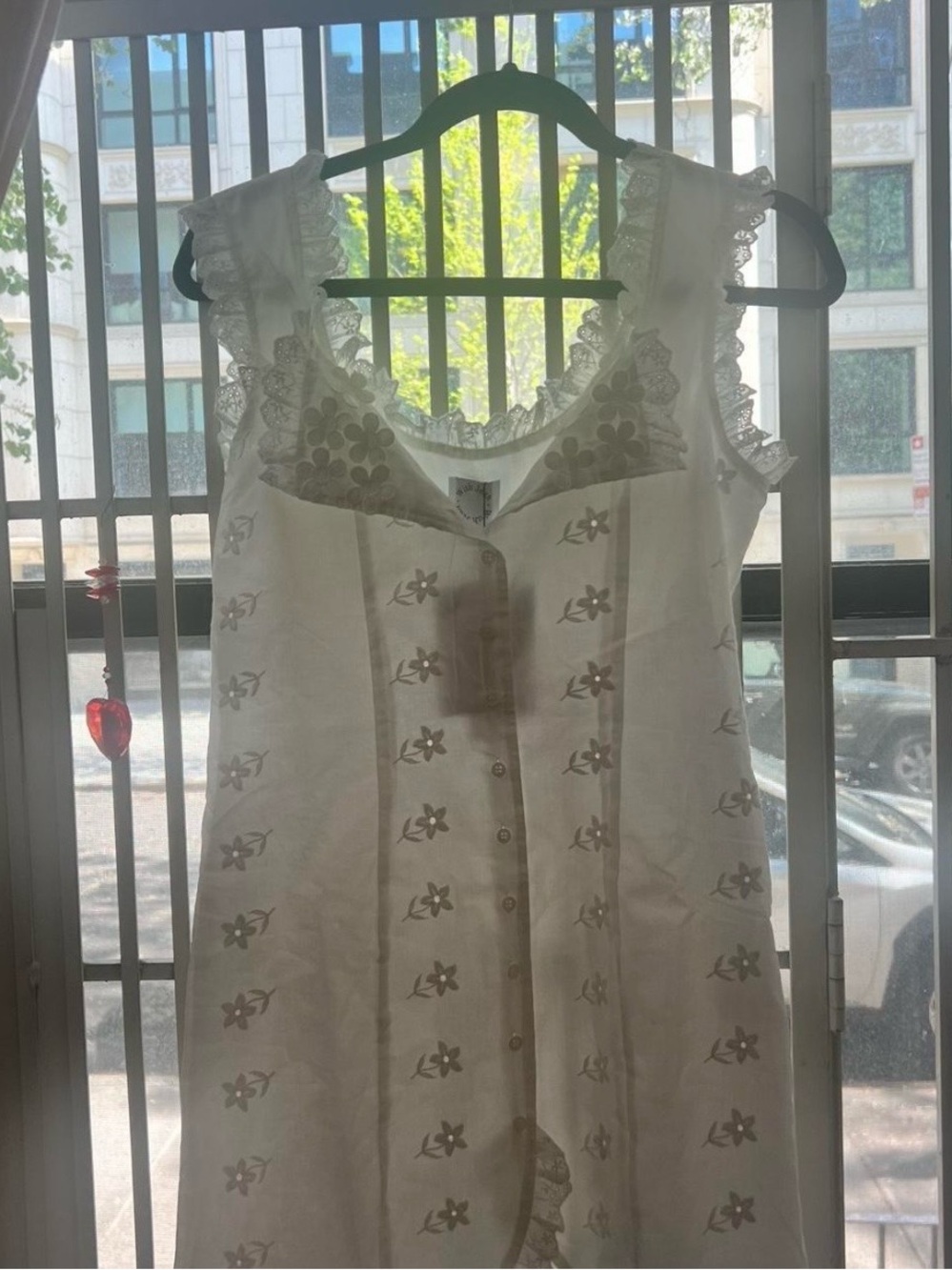 With Jean White Floral Eyelet Button-Front Dress
